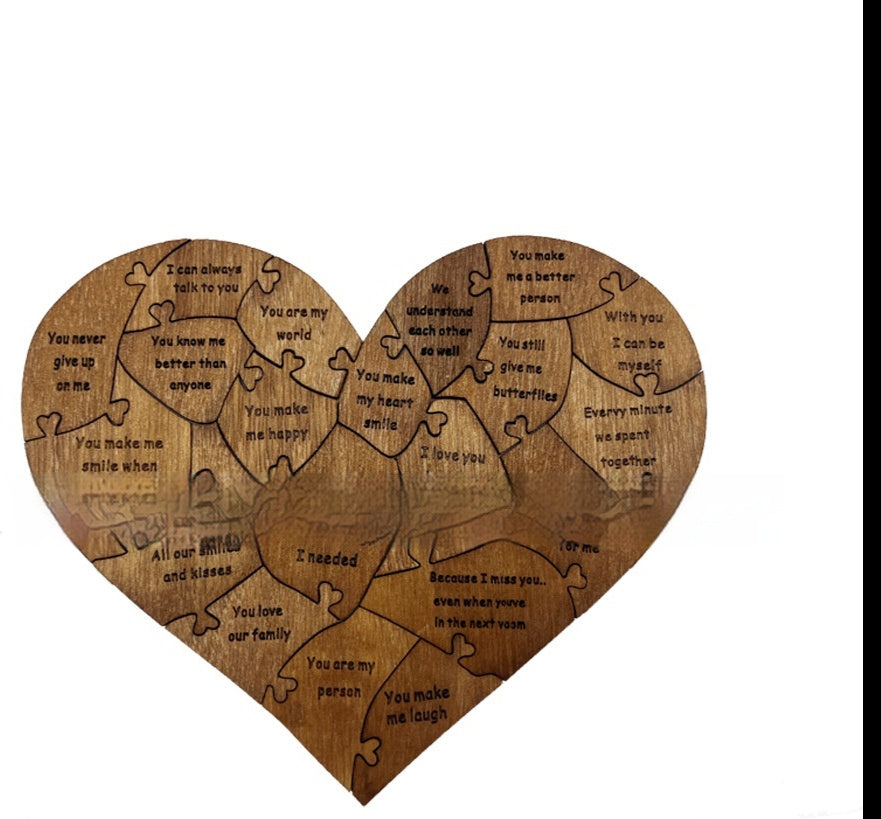 Reasons Why I Love You Wooden Heart Puzzle Romantic Love Jigsaw Puzzle Wedding Anniversary For Wife Husband Birthday Gifts Valentine&