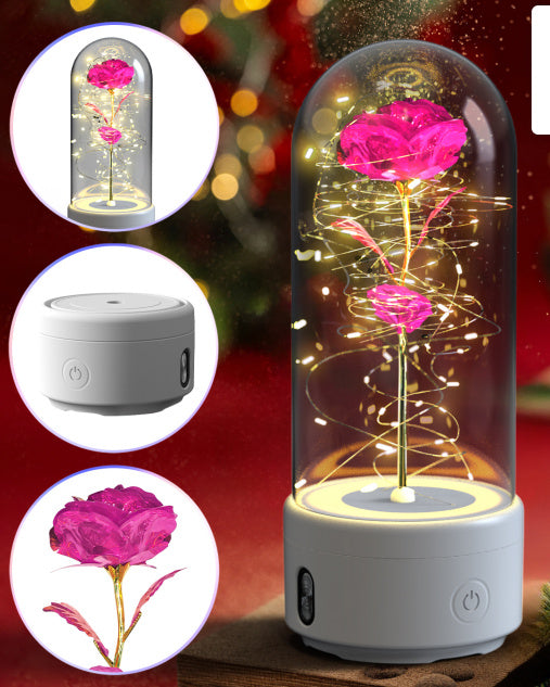 Creative 2 In 1 Rose Flowers LED Light And Bluetooth-compatible Speaker Valentine&