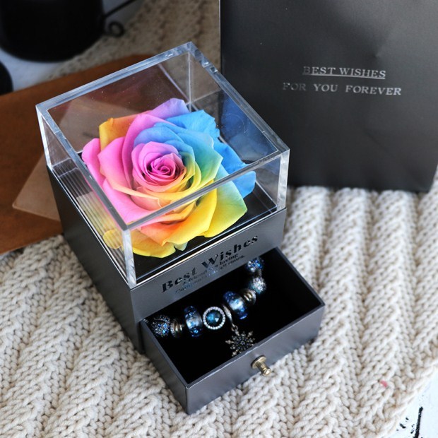 Eternal Flower Rose Jewelry Box for Birthday Presents Valentines Day Wedding Gift