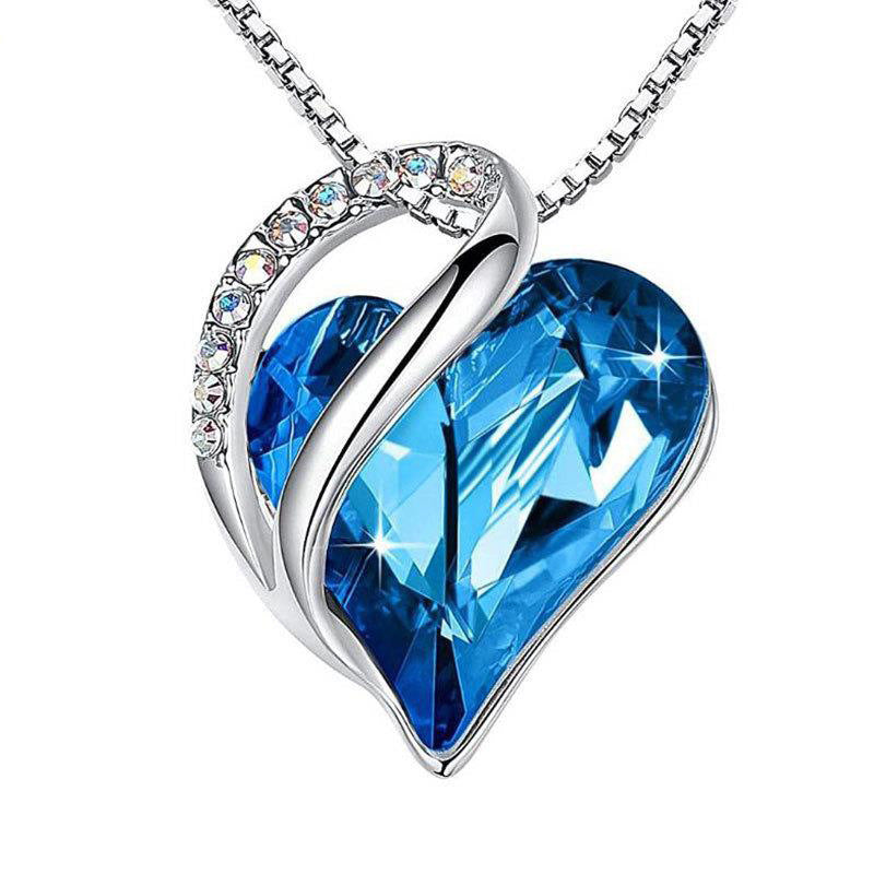 925 Sliver Heart Shaped Geometric Necklace Jewelry Women&