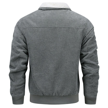 Winter Lapel Fleece Jacket With Pockets Warm Thicken Cotton Coat Men&