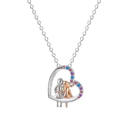 Love Couple Necklace With Colorful Rhinestones Fashion Creative Heart-shaped Necklace For Valentine&