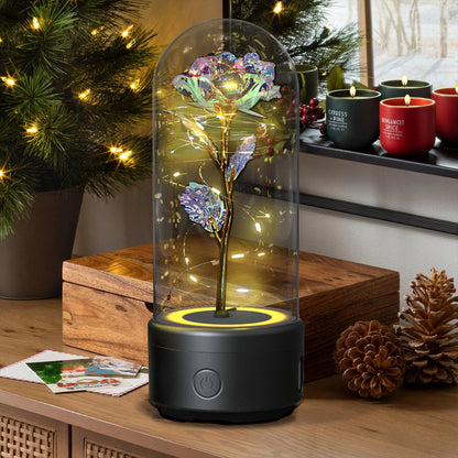 Creative 2 In 1 Rose Flowers LED Light And Bluetooth-compatible Speaker Valentine&