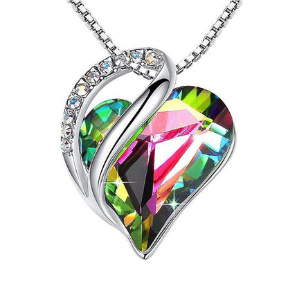 925 Sliver Heart Shaped Geometric Necklace Jewelry Women&