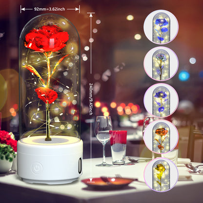 Creative 2 In 1 Rose Flowers LED Light And Bluetooth-compatible Speaker Valentine&