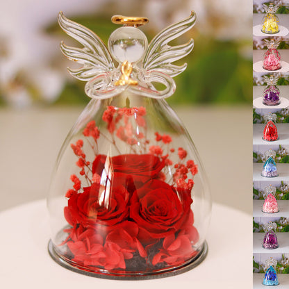 Eternal Flower Gift Box Angel Glass Cover Dried Rose Gift Box For Christmas New Year Valentine&