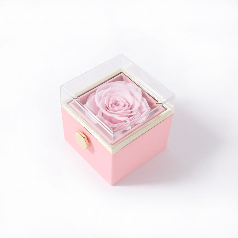 Fashion Acrylic Rotating Rose Jewelry Box