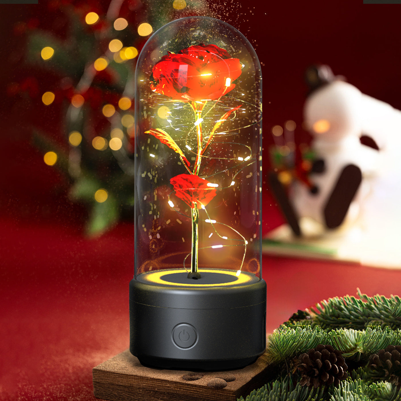 Creative 2 In 1 Rose Flowers LED Light And Bluetooth-compatible Speaker Valentine&