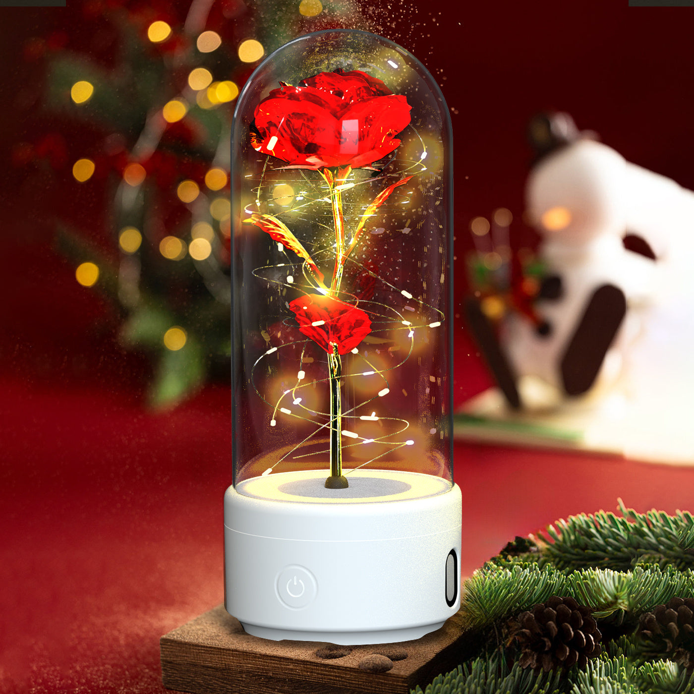 Creative 2 In 1 Rose Flowers LED Light And Bluetooth-compatible Speaker Valentine&