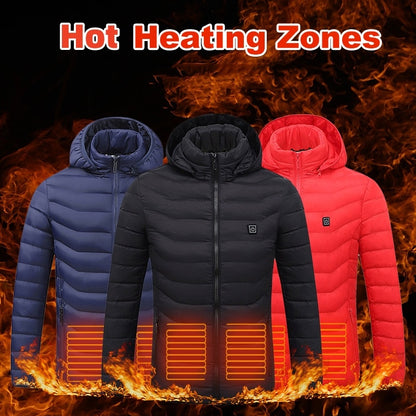 New Heated Jacket Coat USB Electric Jacket Cotton Coat Heater Thermal Clothing Heating Vest Men&