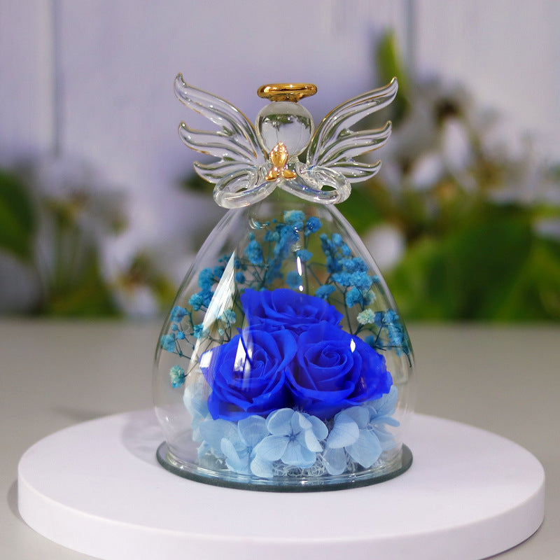 Eternal Flower Gift Box Angel Glass Cover Dried Rose Gift Box For Christmas New Year Valentine&