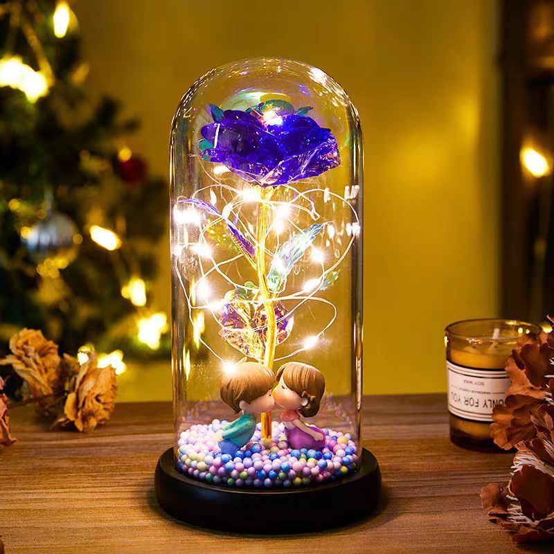 Eternal Rose LED Light Foil Flower In Glass Cover Night Lights Valentines Day Gifts Lamp Decor For For Home Bedroom Wedding Gift Valentine&