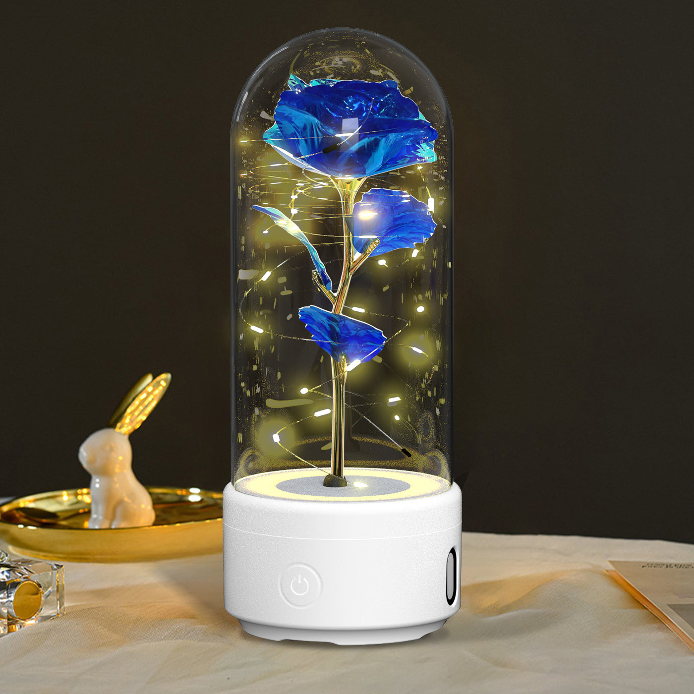 Creative 2 In 1 Rose Flowers LED Light And Bluetooth-compatible Speaker Valentine&