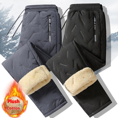 Winter Sweatwear Men Plush Thick Fleece Sweatpant Lambswool Thermal Trousers Casual Pants Waterproof Windproof Warm Cotton Pants