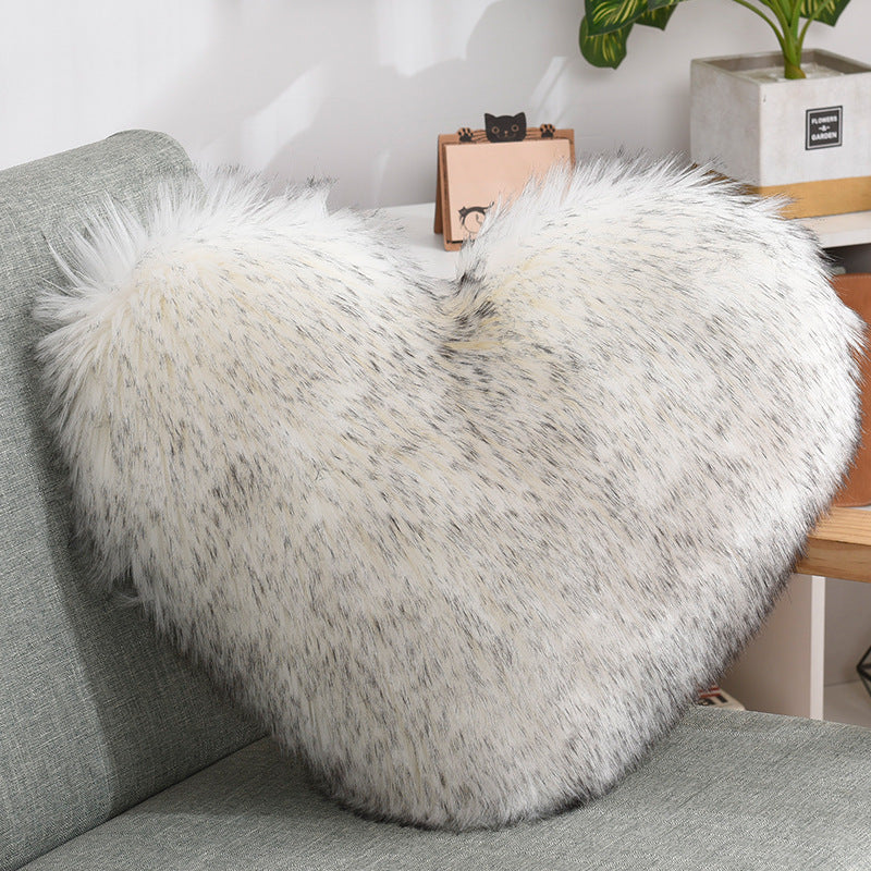 Throw Pillows Heart Shape Long Plush Fluffy Shaggy Cushion Cover Sofa Cushions Decorative Pillow Covers Pillowcase White