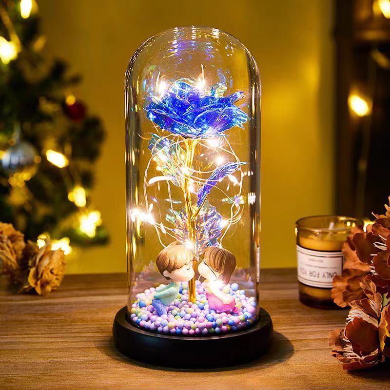 Eternal Rose LED Light Foil Flower In Glass Cover Night Lights Valentines Day Gifts Lamp Decor For For Home Bedroom Wedding Gift Valentine&