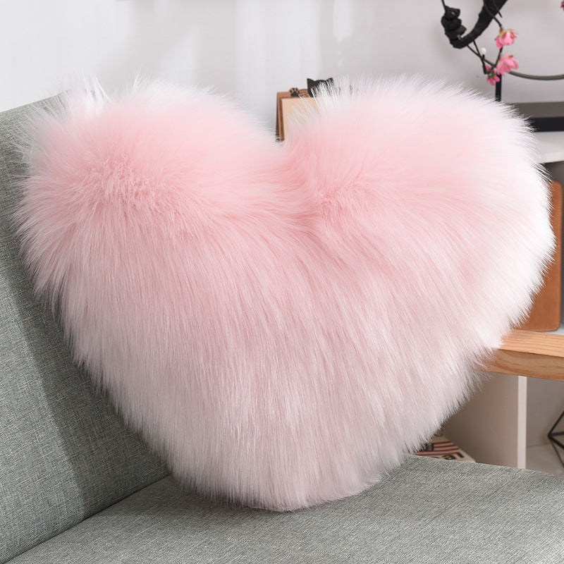 Throw Pillows Heart Shape Long Plush Fluffy Shaggy Cushion Cover Sofa Cushions Decorative Pillow Covers Pillowcase White