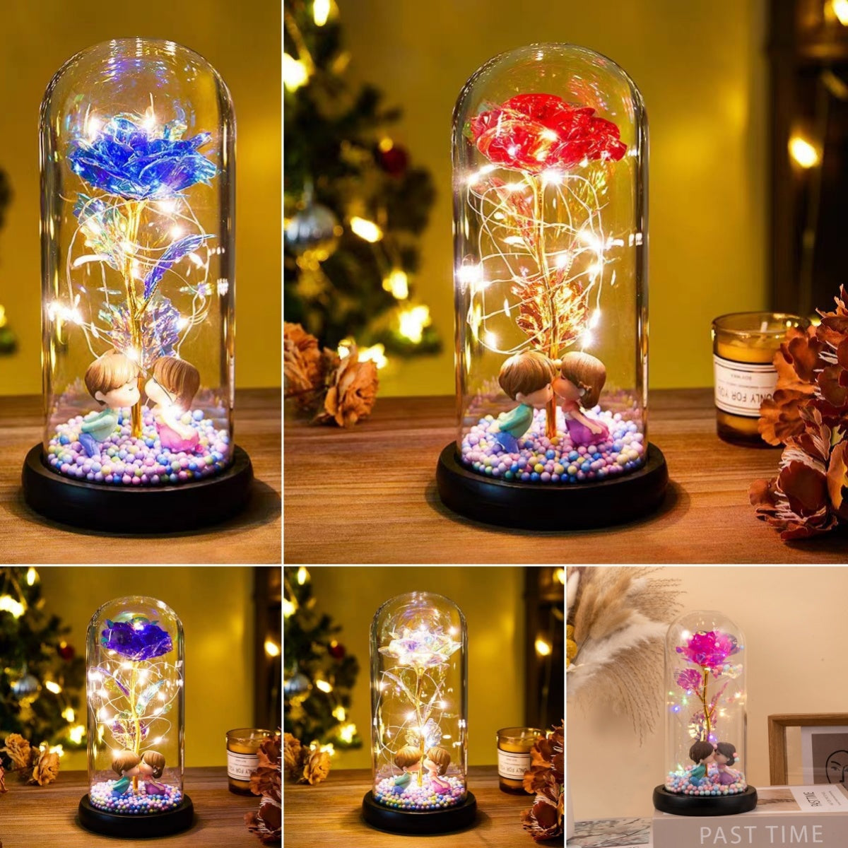 Eternal Rose LED Light Foil Flower In Glass Cover Night Lights Valentines Day Gifts Lamp Decor For For Home Bedroom Wedding Gift Valentine&