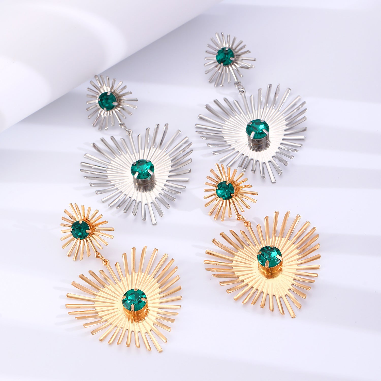 Bohemian Sunflower Heart-shaped Earrings With Rhinestone Exaggerated Personality Love Earrings For Women Valentine&