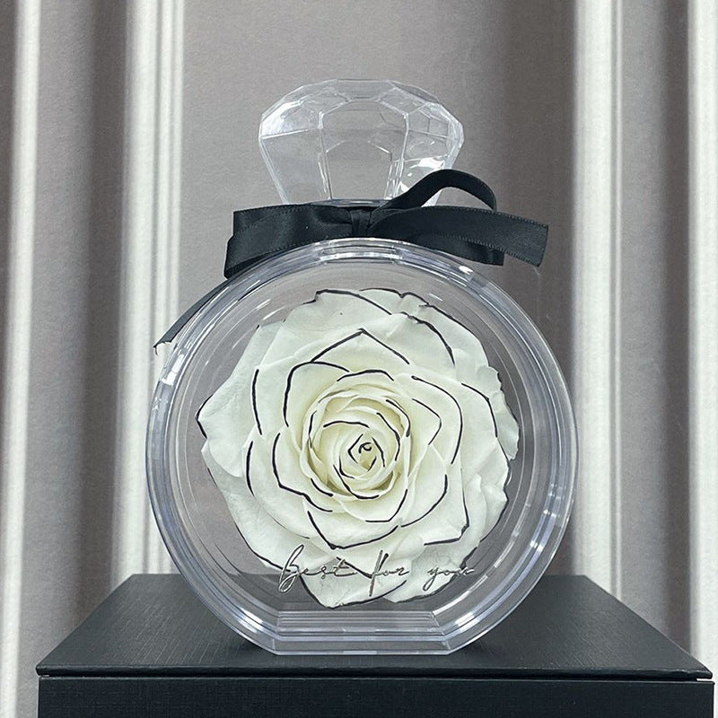 Natural Eternal Flower Ornaments Transparent Cover Dried Rose Gift Box For Christmas New Year Valentine&