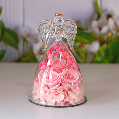 Eternal Flower Gift Box Angel Glass Cover Dried Rose Gift Box For Christmas New Year Valentine&