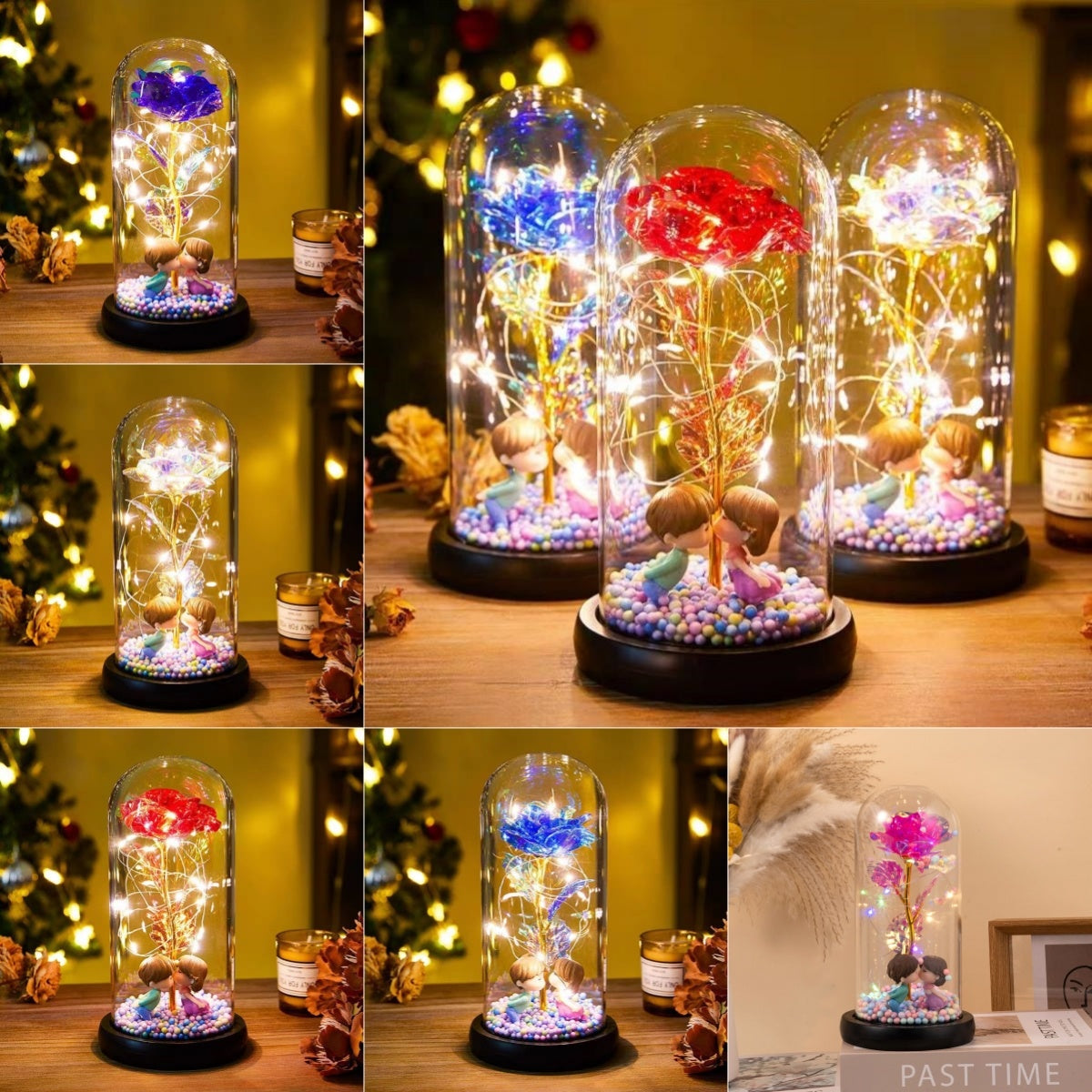 Eternal Rose LED Light Foil Flower In Glass Cover Night Lights Valentines Day Gifts Lamp Decor For For Home Bedroom Wedding Gift Valentine&